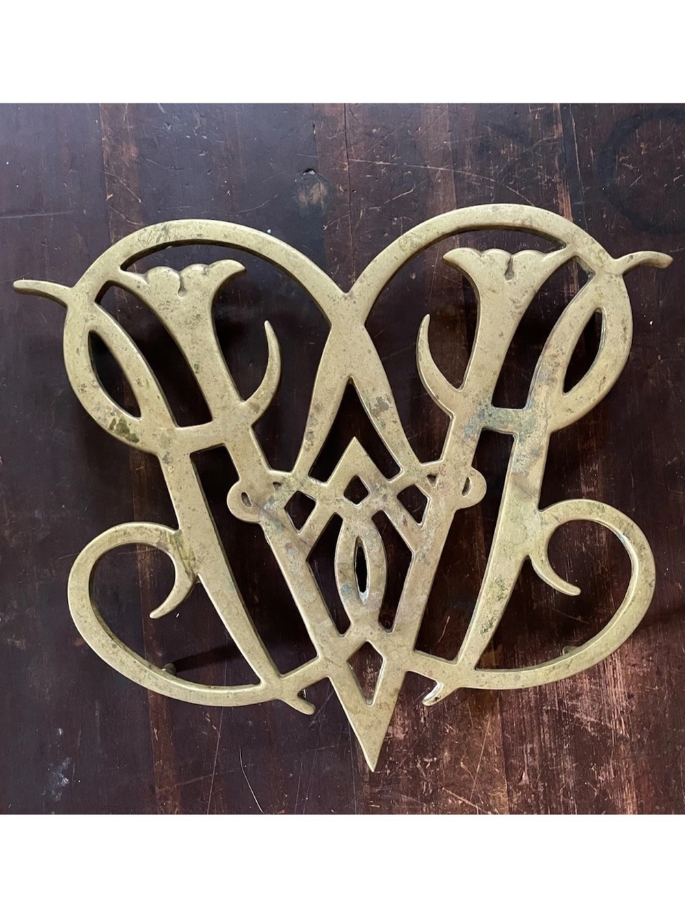 Williamsburg Queen Ann Cypher 1950 Brass Trivet